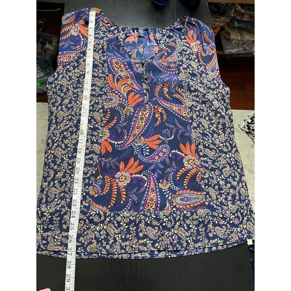 Chaps Semi-Sheer Patchwork Boho Tunic Blouse - image 6